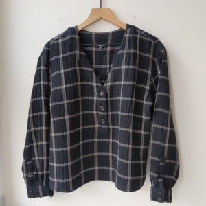 Madewell Black and White Plaid Blouse
